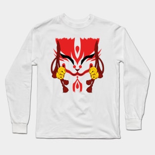 Kitsune Mask - V1 WHITE Long Sleeve T-Shirt